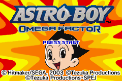 Astro Boy Omega Factor title screen for GameBoy Advance